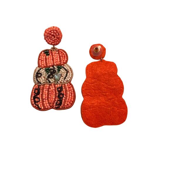 Elegant Pumpkin Stack Beaded Halloween Earrings l Trick or Treat /Trunk or Treat - Picture 3 of 3